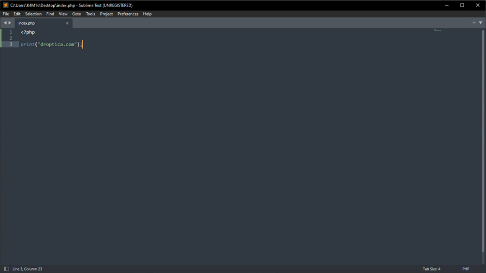 Das Interface von Sublime Text - einem kostenpflichtigen PHP-Editor