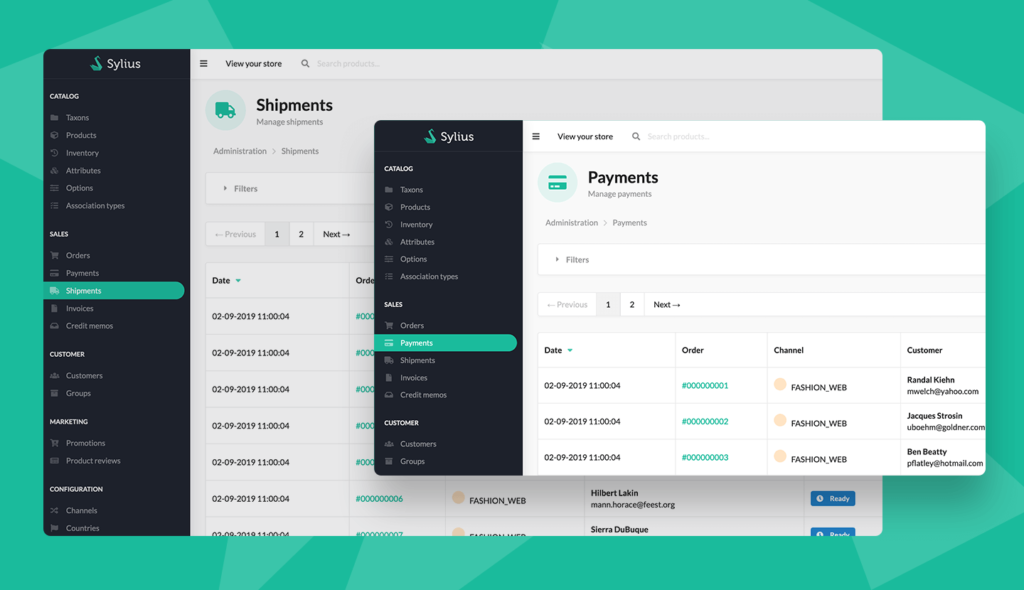 Shipments and payments in Sylius, an open source ecommerce solution