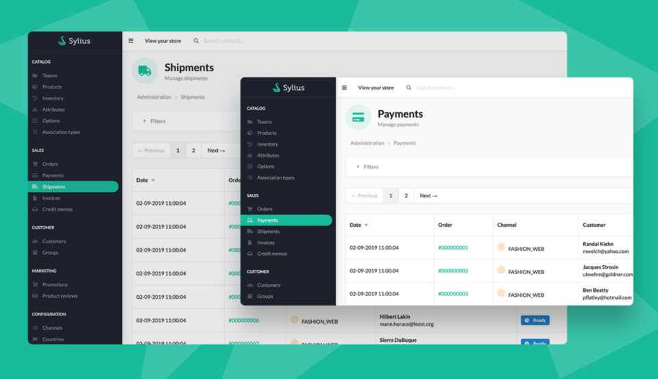 Versendungen und Zahlungen in Sylius, einer Open-Source-E-Commerce-Lösung
