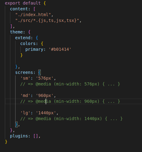 Changing the color palette and breakpoints imposed by the Tailwind CSS framework