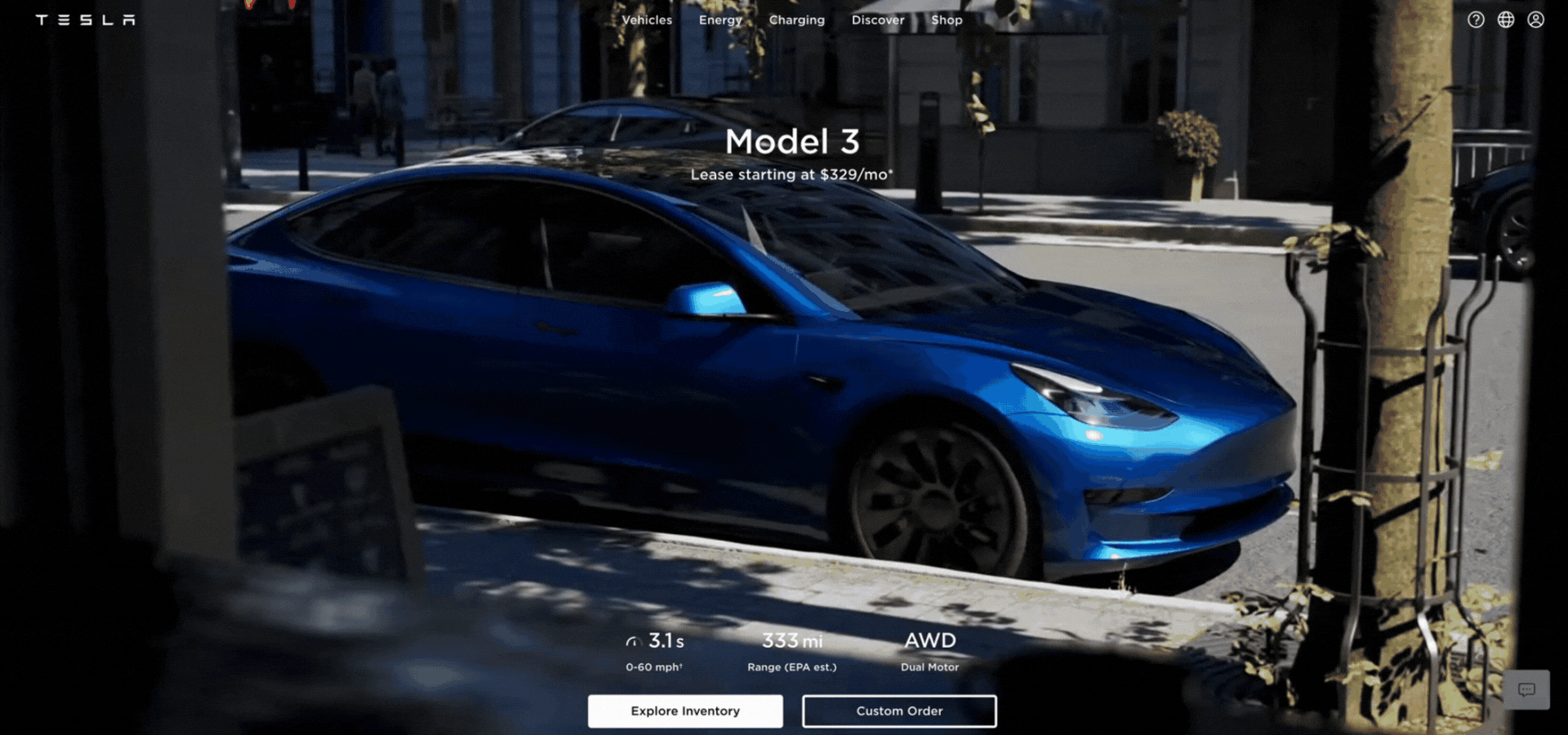 Tesla's technology website design stands out with high-quality video, graphics, and concise copy.