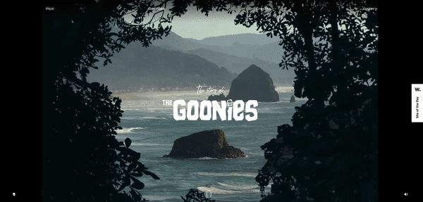 The parallax scrolling website about the Goonies movie takes a user for an amazing journey
