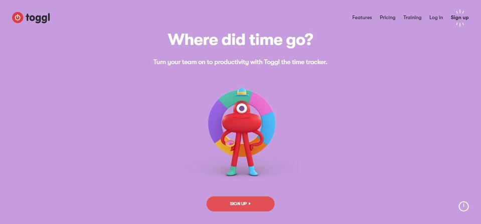 Toggl.com’s website greets visitors with a headline that clearly says what the product does and what problem it solves.