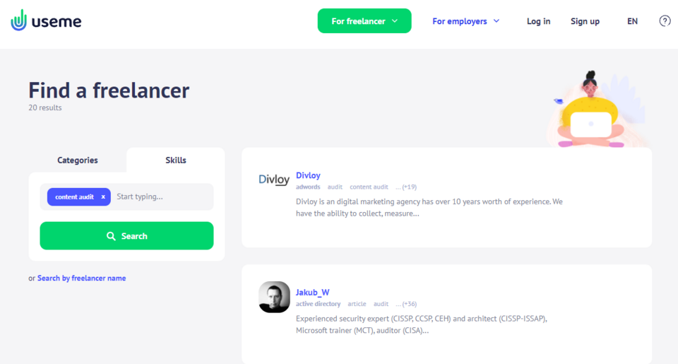 Die Useme-Plattform ist ein perfekter Ort für Menschen, die verschiedene Arten von Online-Geschäften betreiben und nach Übersetzungen oder Grafiken suchen