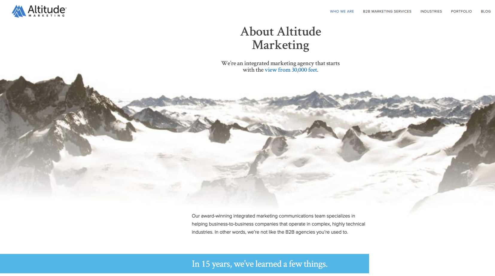 Altitude has an unconventional approach to the About us page - one of the website elements