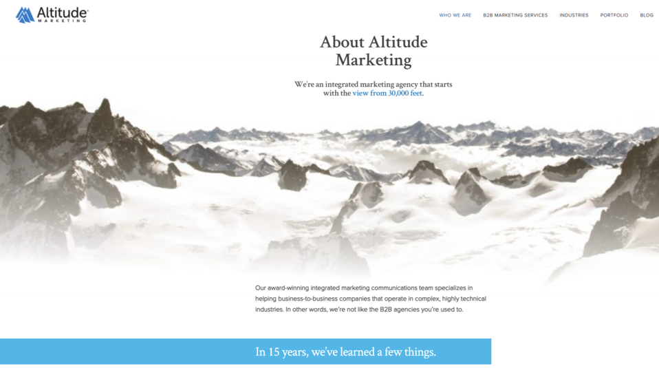 Altitude has an unconventional approach to the About us page - one of the website elements