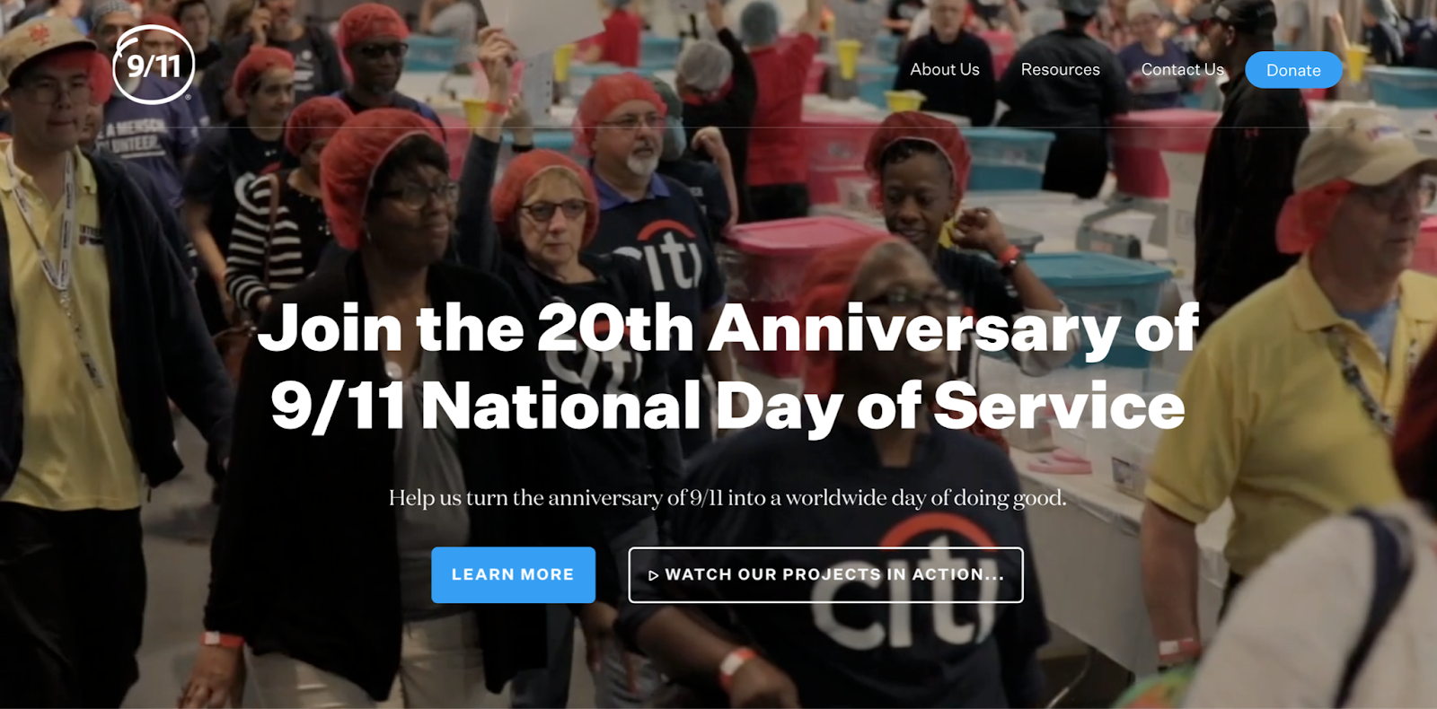 A big section with a video on the 911day.org website, built in Droopler