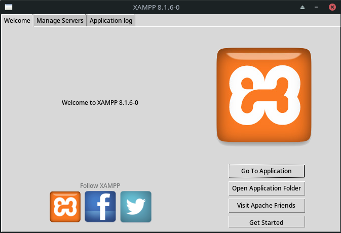 The welcome panel in Xampp - a tool for generating a local development environment