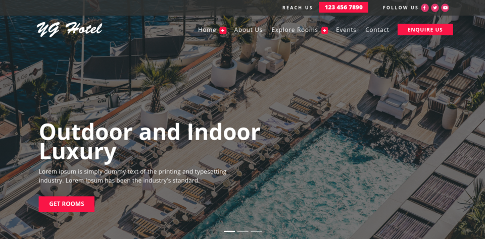 Bestes kostenloses Drupal-Theme für Hotelwebseiten - YG Hotel