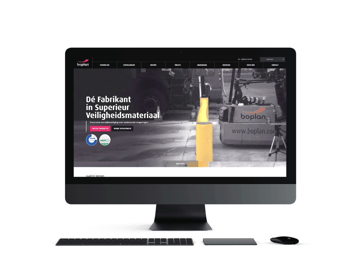 The home page of Boplan which is a manufacturing company from Belgium