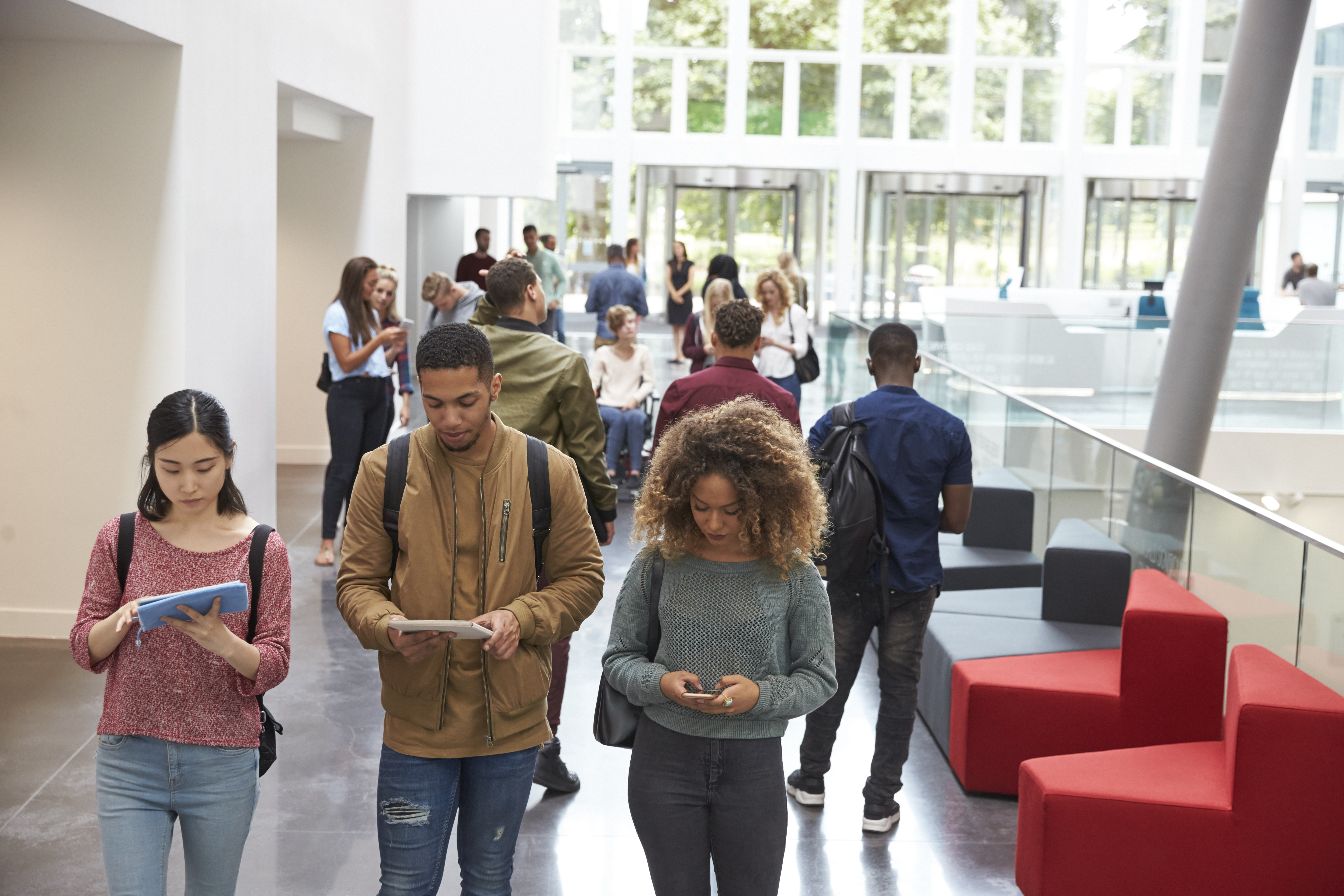Students walk in university campus