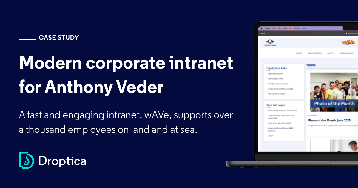 Intranet d'entreprise - Étude de cas Anthony Veder | Droptica