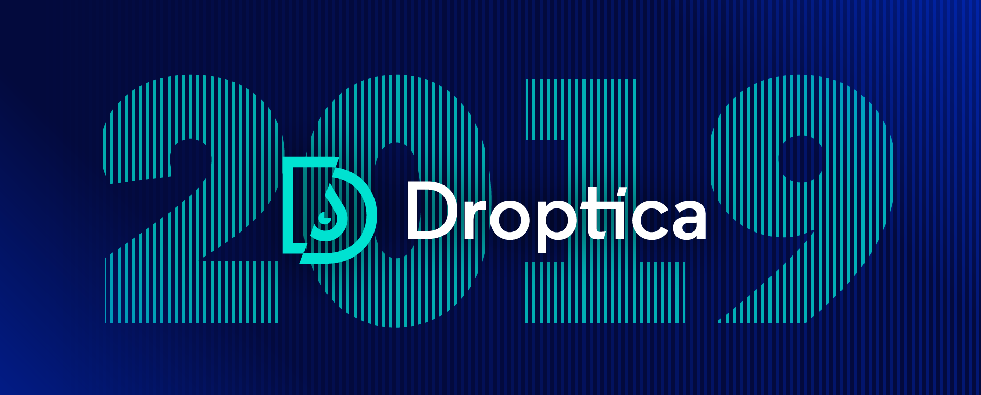 Droptica logo. In the background, there's "2019" text