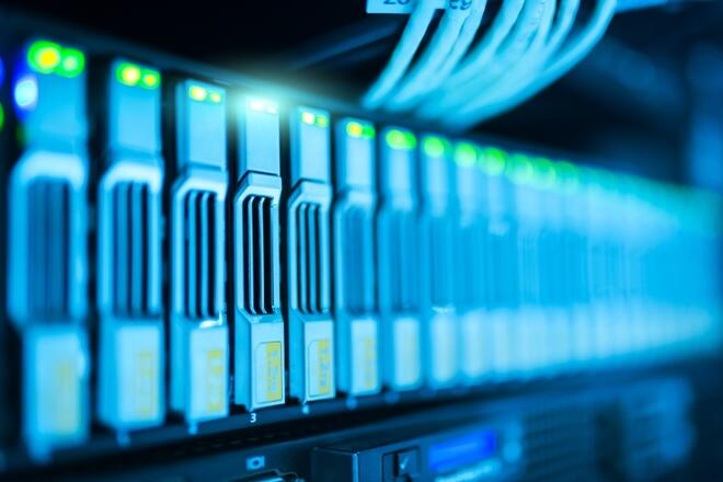 Close up of the server similar to used in AWS infrastructure