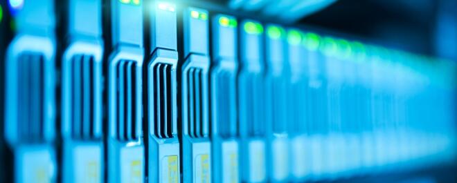 Close up of the server similar to used in AWS infrastructure