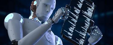 Fetcher de chatbot IA interrogeant un site B2B via Cloudflare CDN et robots.txt, lisant des spécifications produit en texte HTML et données structurées JSON-LD.