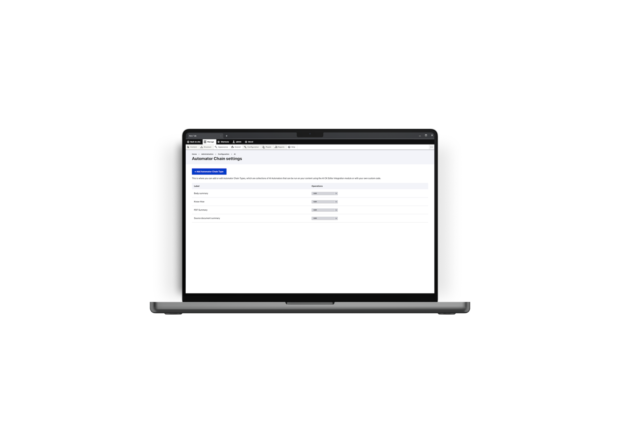 Technical configuration settings for the BetterRegulation platform enabling proper AI support.