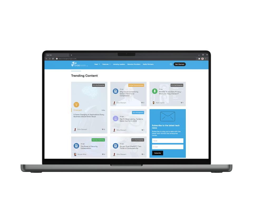 For EM360 Tech we’ve build a content platform where users publish articles and interact with others