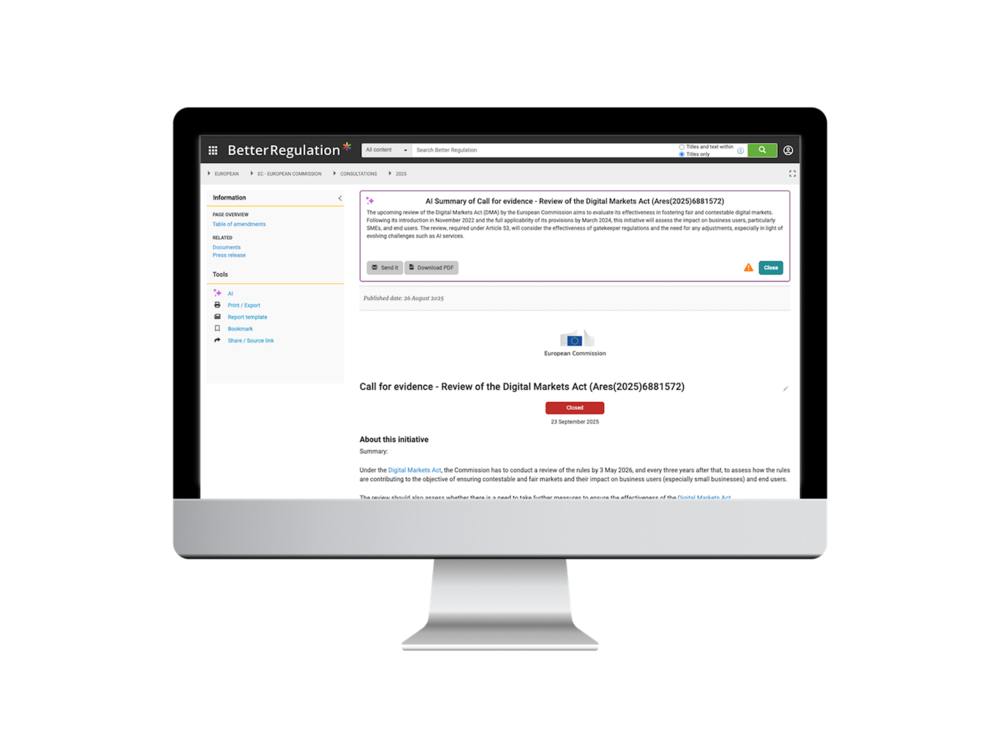 AI Document Summaries for Better Regulation