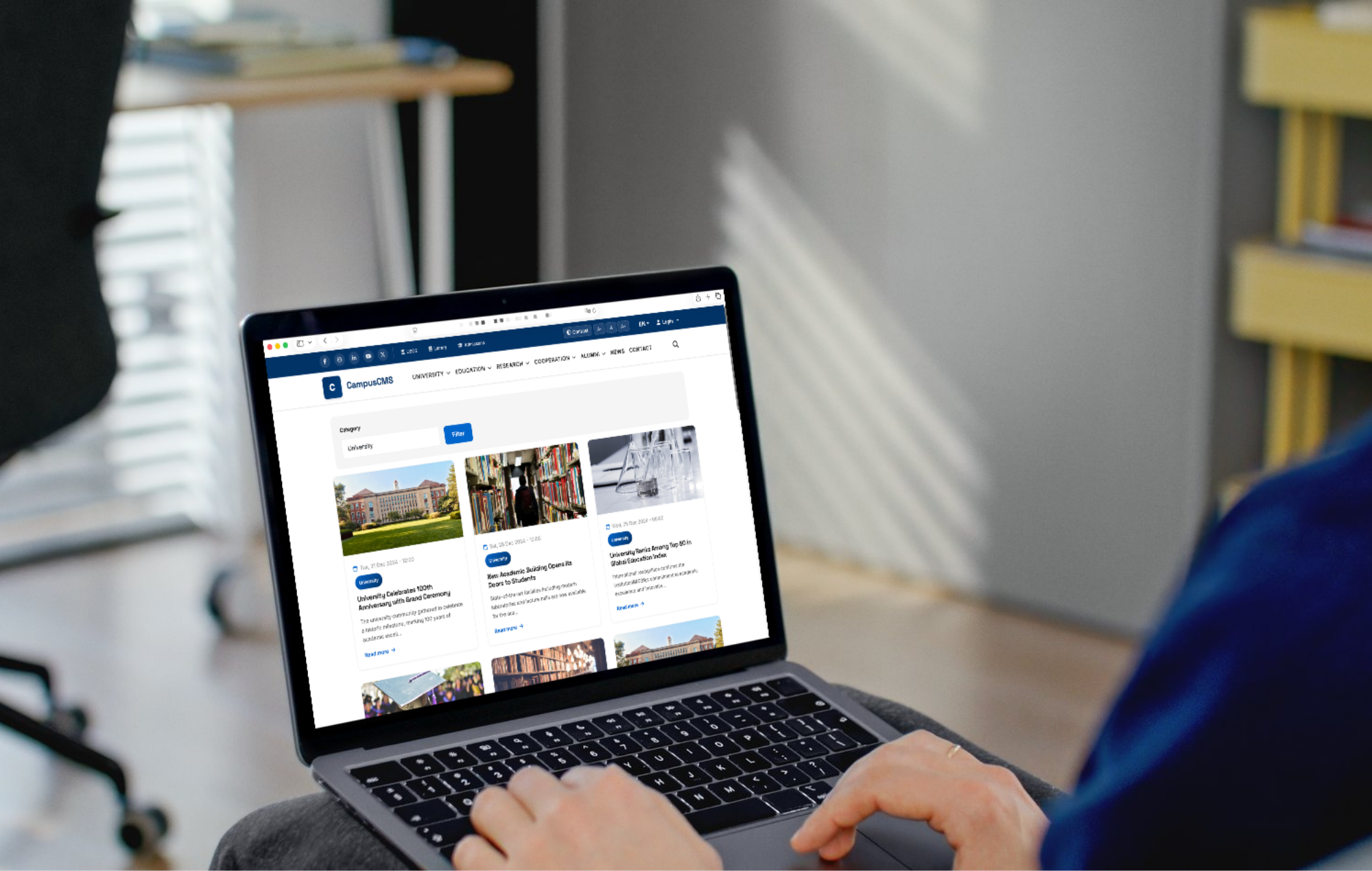 CMS for higher education mockup