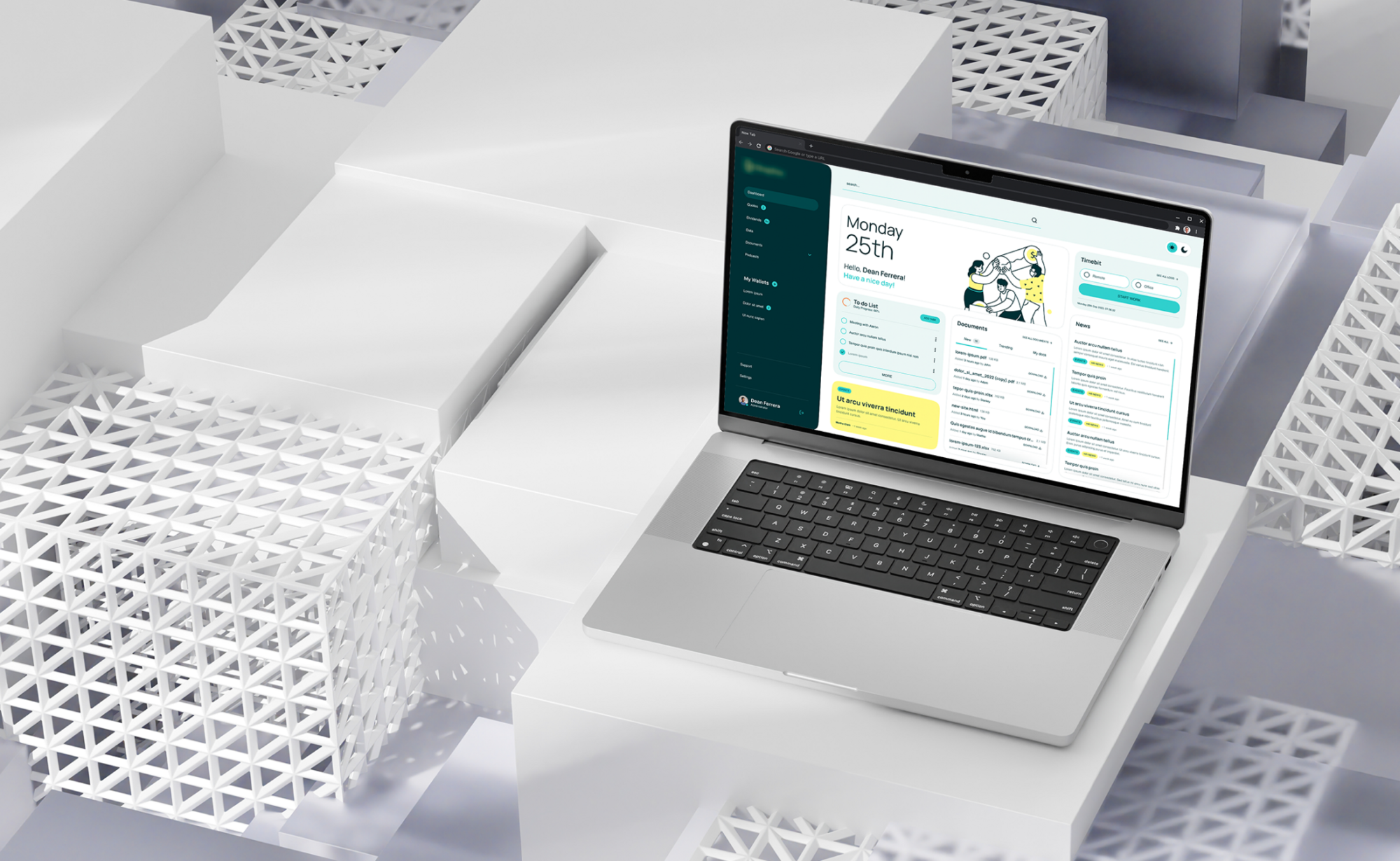 A computer screen with the CMS system for intranet to improve internal communication in a company.