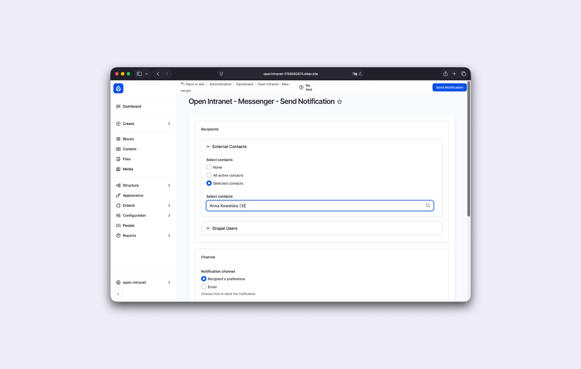 Open Intranet introduces a multi-channel Messenger to reach everyone in your company.