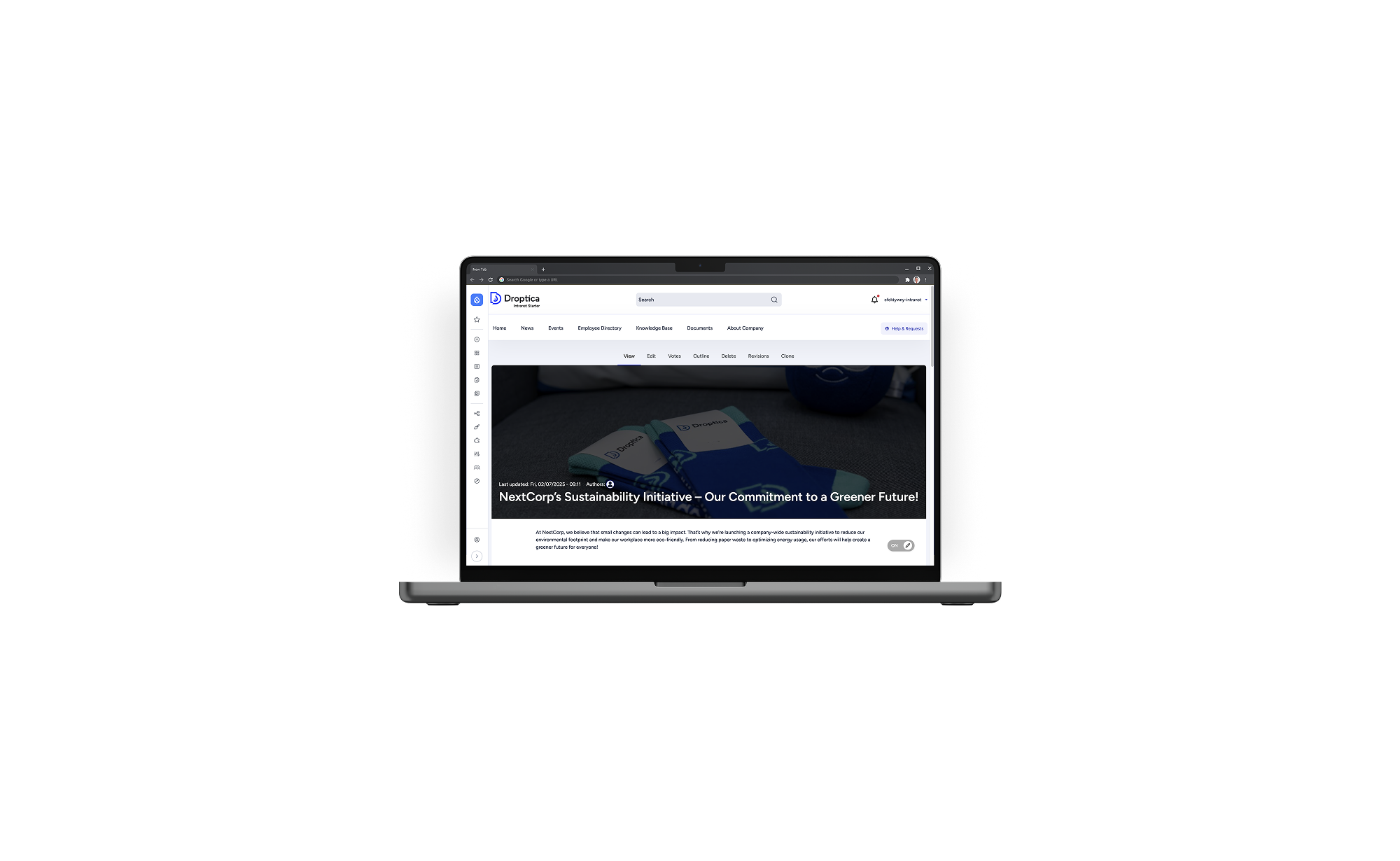 Presentation of a ready-made open source system from Droptica serving as a basis for intranet development.
