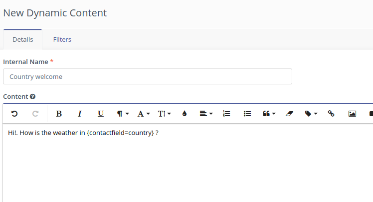 Mautic dynamic content