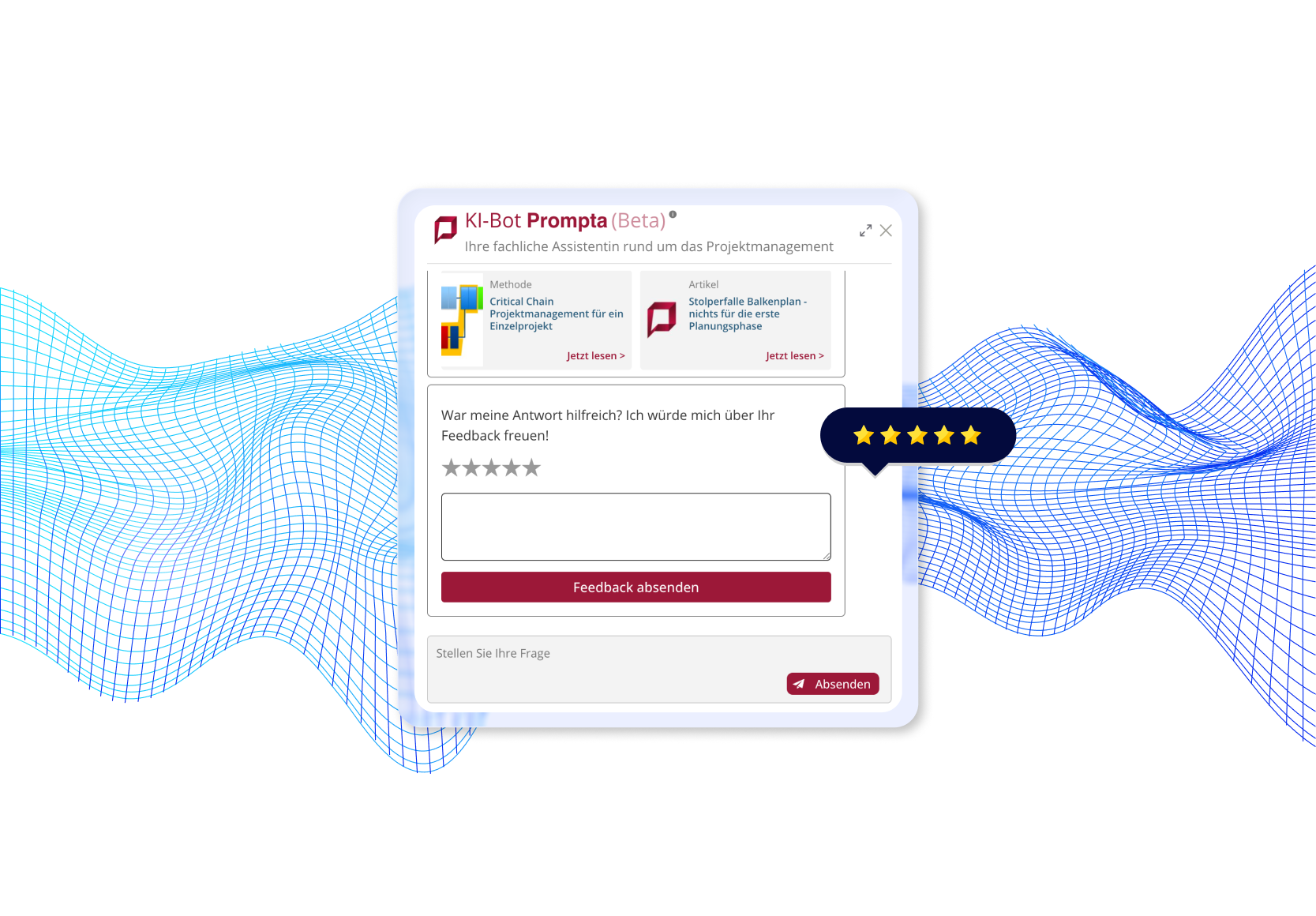 Graphic showing the AI chatbot, where you can provide feedback on the conversation.