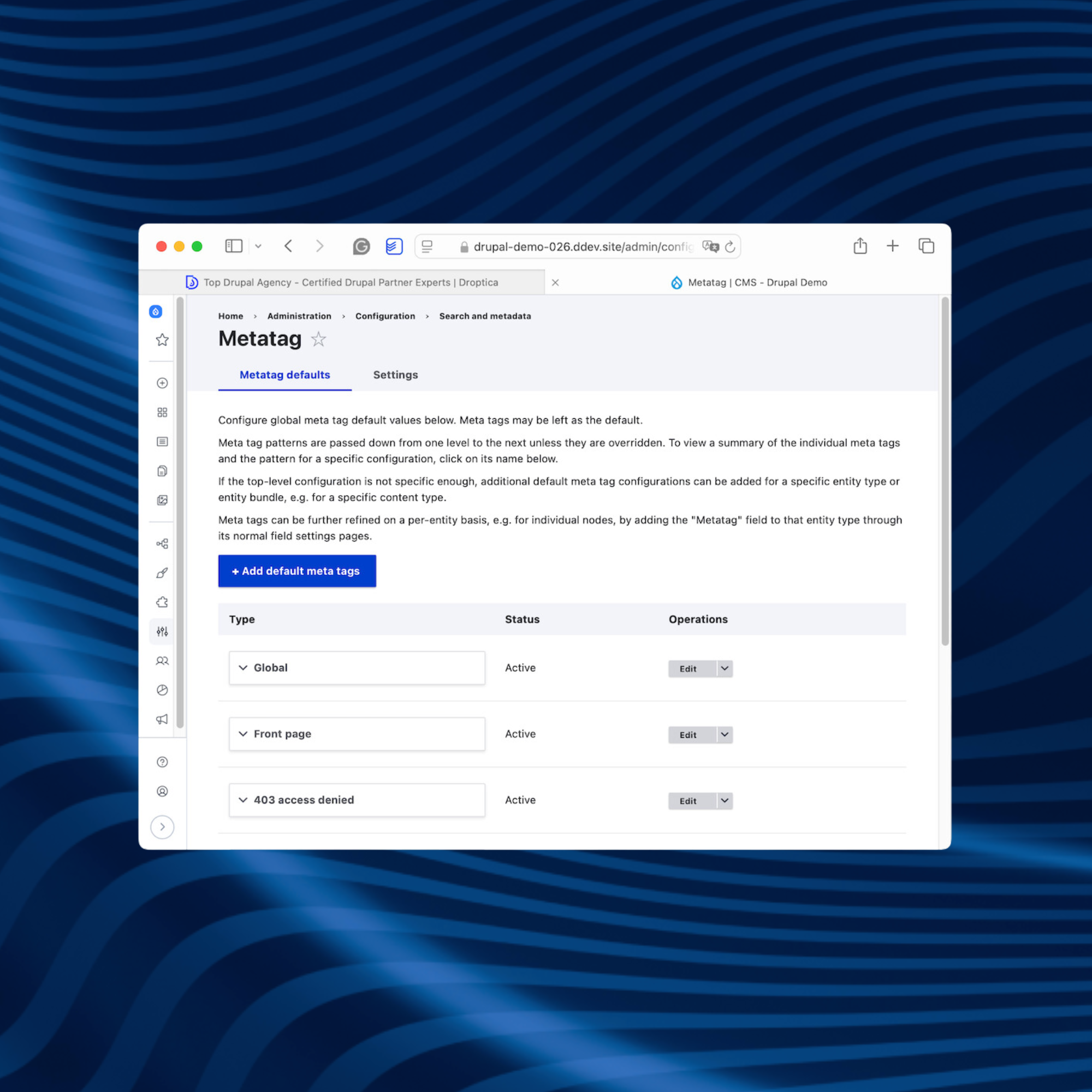 An example of an SEO-optimized website built using the Droopler distribution.