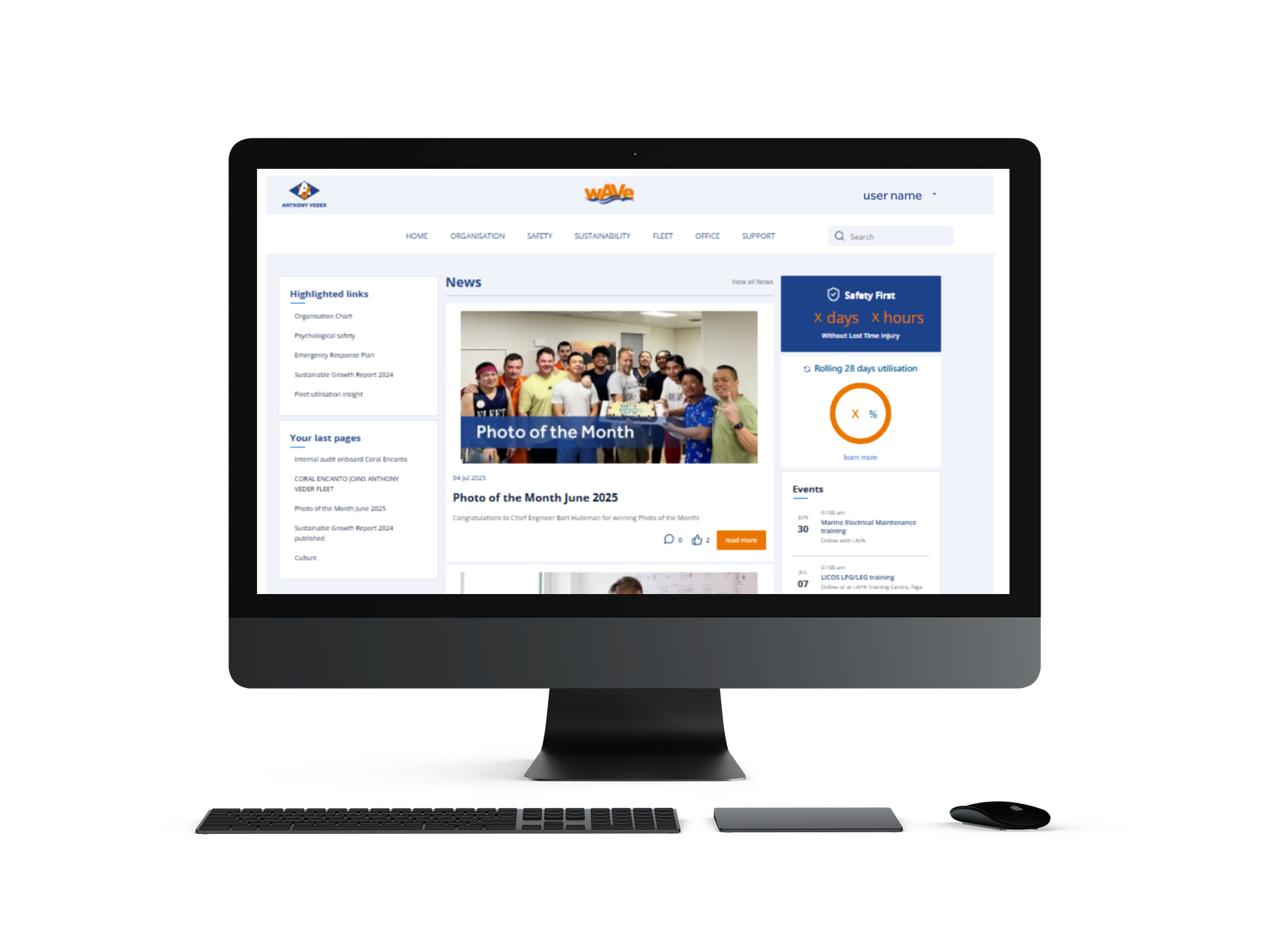 The wAVe is a corporate intranet that reflects the company’s maritime heritage.