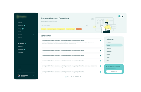 An example of an intranet with a Frequently Asked Questions section for organizational employees.