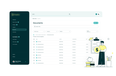 An example of an intranet that gathers all the useful documents in a company in one place.